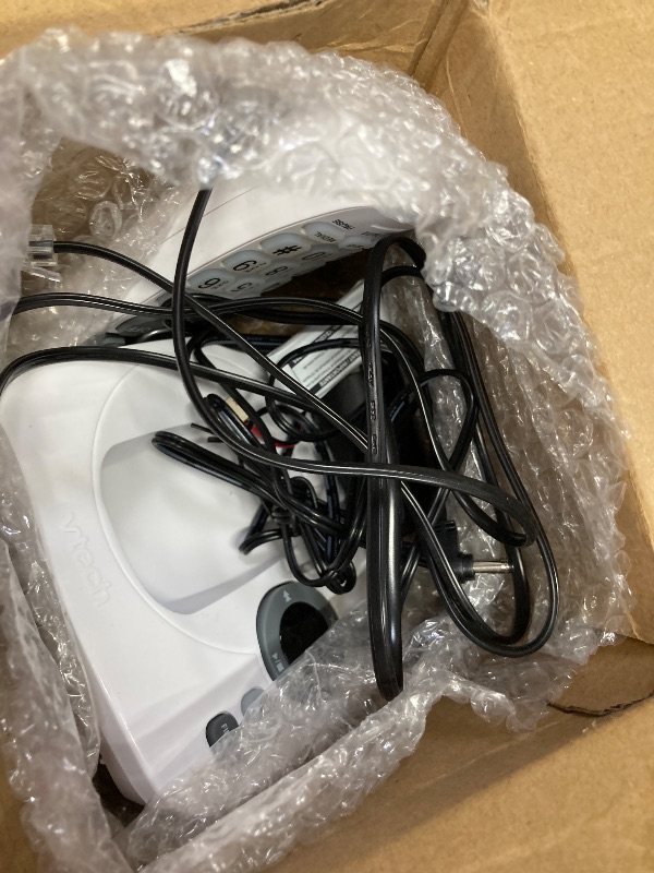 Photo 1 of [New] VTech VG134 DECT 6.0 Cordless Home Phone with Bluetooth Connection, Digital Answering Machine, Backlit Display,Full Duplex Speakerphone, Caller ID/Call Waiting,1000 ft Range (White/Grey)