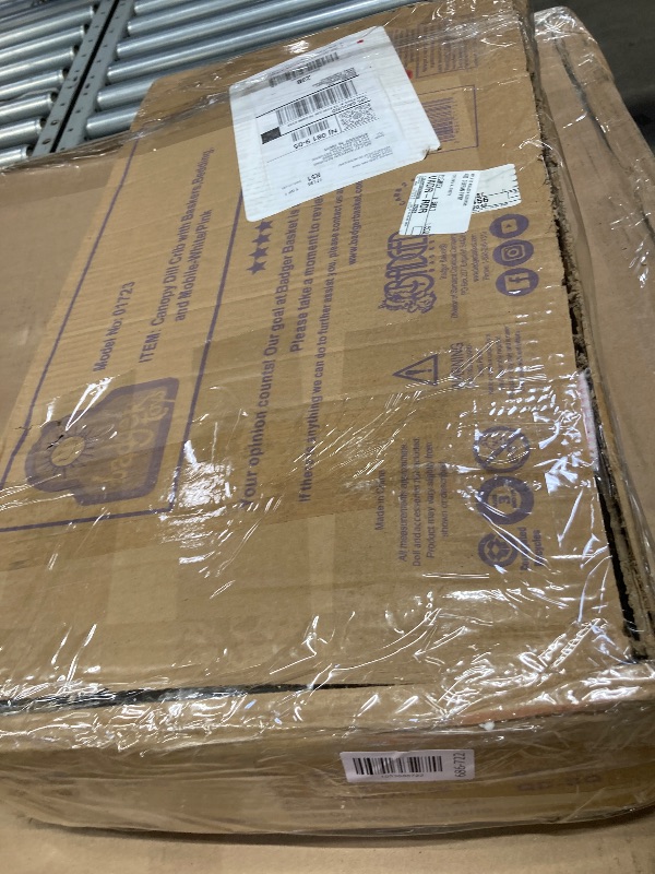 Photo 1 of **NO HARDWARE**Badger Basket Doll Crib with Bedding, Storage Baskets, Mobile & Personalization Kit - Ideal Nursery Set for Dolls Up to 22 Inches, Best for Doll Accessories & Playtime - White/Pink