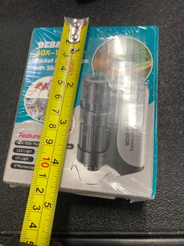 Photo 1 of ***FACTORY SEALED***BEBANG Pocket Microscope,60X-120X Handheld Mini Microscope for Kids with LED Lighted Zoom, Portable Microscope Kits with 5 Pcs Slides for Adults Microbiological Observation Preschool Home Study Gifts***FACTORY SEALED***