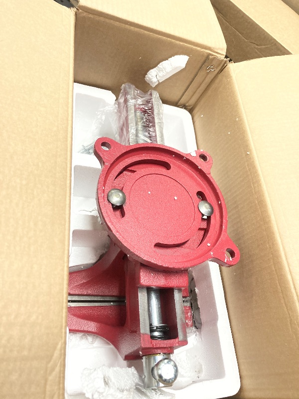 Photo 1 of ***It's used, it's missing a part, and it's unknown if it works 100%.*****Yost Vises ADI-4 Heavy Duty Vise | 130,000 PSI Tensile Strength Austempered Ductile Iron Bench Vise | 4 Inch Jaw Width with a 360 Degrees Interlocking Swivel Base and 2 Lockdowns |