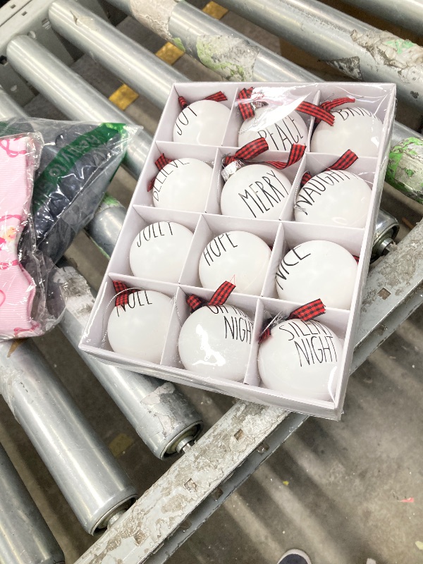 Photo 1 of 12 PCS Christmas Balls Ornaments Set, 2.36'' Shatterproof White Bulbs with Buffalo Plaid Bows, Well-Crafted Farmhouse Christmas Tree Decorations Balls, Plaid Christmas Ornaments for Tree Decor