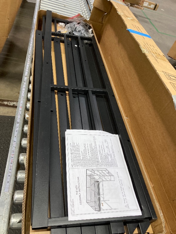 Photo 1 of ***BOX 2 OF 2 ONLY/INCOMPLET SET***Bellemave Queen Loft Bed Frame with Storage Stairs, Beside Shelf & Wardrobe, Metal Queen Size Loft Bed with USB Ports&LED Light, Large Under-Bed Space Loft Beds for Adults,Teens, Kids, Black Natural