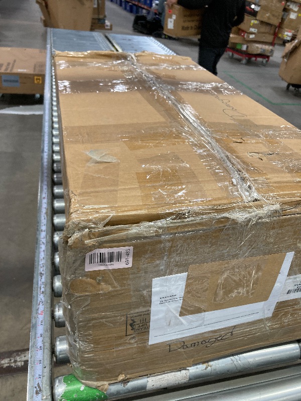 Photo 1 of **DAMAGED PARTS-SEE PICS***LITTLE TREE 63-Inch Executive Office Desk, Large Computer Desk with Storage Shelf, Executive Desk with Metal Frame, Study Writing Desk Work Station for Home Office, Brown + Black