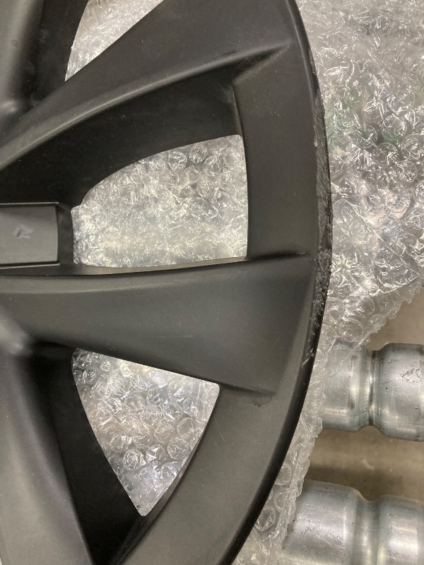 Photo 1 of **CHIPS AND CRACKS ON CAPS-SEE PICS***BASENOR Tesla Model 3 Wheel Cover 18 Inch Hubcaps Wheel Hub Caps OEM Rim Protectors Replacement Matte Black Exterior Accessories Performance (Set of 4) for 2017-2023 (Not Fit 2024 2025 Model 3)