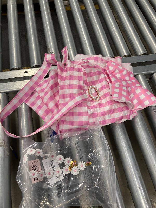 Photo 1 of **MISSING PARTS/NO PURSE AND SOME ACCESSORIES**SZ-TONDA Girls Pink Plaid Costume Strap Dress - Kids 2023 Movie Cosplay Birthday Halloween Party Favors Outfit Clothes SIZE 9/10
