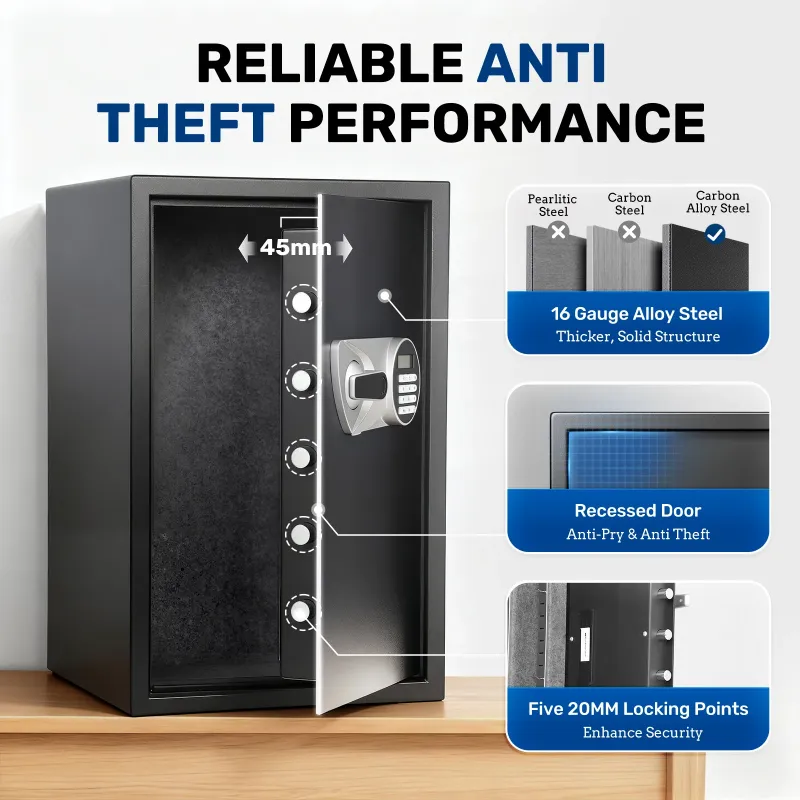 Photo 1 of ? Safe Box,Blacksmith 2.5 Cuft Biometric Safe Lock Box with Fingerprint,Code and Keys Access,16 Gauge Solid Steel Heavy Duty Security Money Safe Lock Cabinet with Fireproof Document Bag,Black
