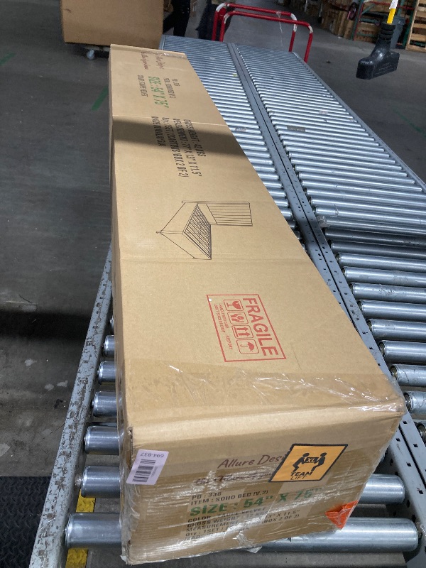 Photo 1 of **BOX 2 OF 2 ONLY/INCOMPLETE SET*** Soho Bed Frame with Upholstered Headboard Decorative Long Lasting Simple Assembly Beds  FULL/DOUBLE  TAUPE VELVET