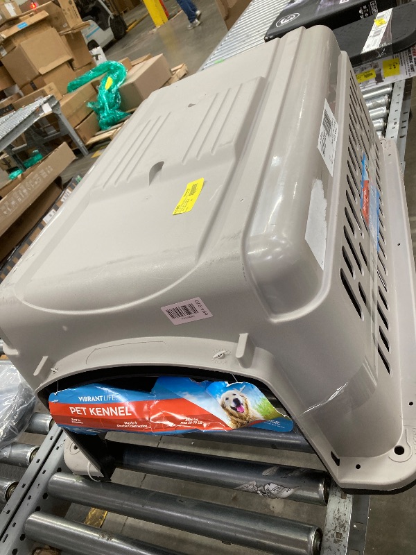 Photo 1 of **HAS CRACK ON ONE CORNER***Vibrant Life Pet Portable Kennel for Dogs Hard-Sided Travel Carrier Durable Metal Door Black & Grey for Pets 50-70 Lbs 36 L X 25 W X 27 H