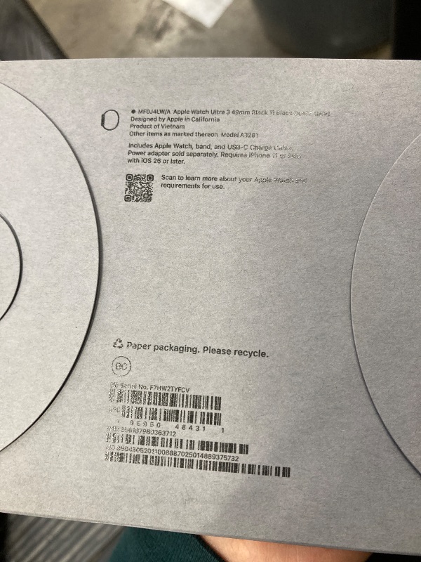 Photo 1 of ++CLOSED BY FACTORY+++++Apple Watch Ultra 3 [GPS + Cellular 49mm] Running & Multisport Smartwatch w/Rugged Titanium Case w/Black Ocean Band. Satellite Communications, Advanced Health & Fitness Tracking