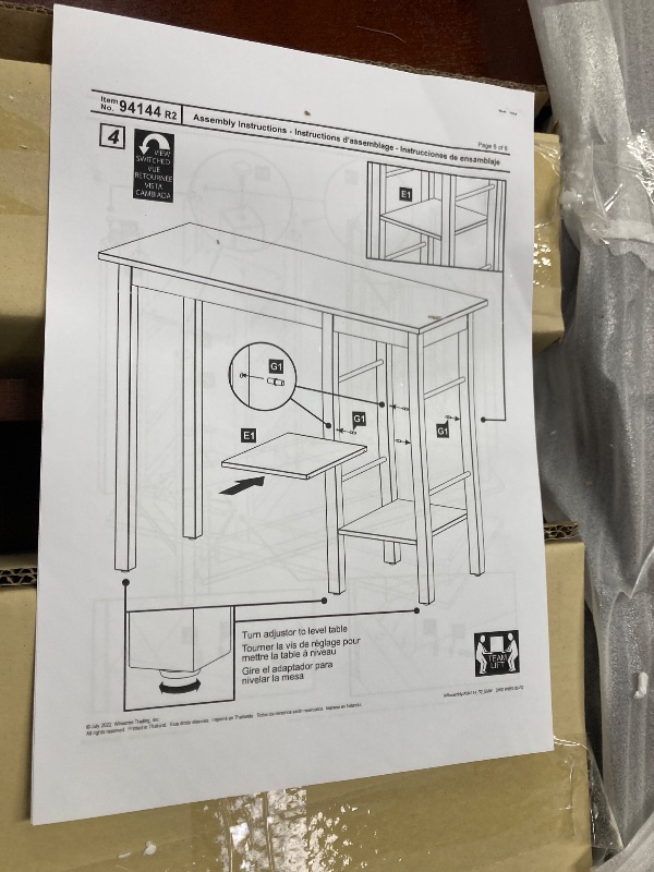 Photo 1 of ***HARDWARE IS MISSING***Winsome Egan Breakfast Table with 2 Shelves, for Kitchen, Dining Room, 36", Walnut***HARDWARE IS MISSING***