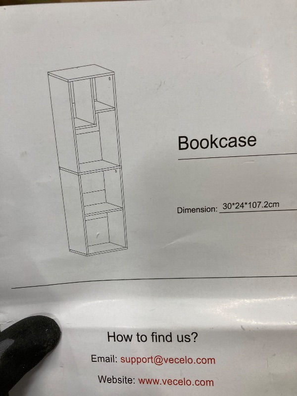 Photo 1 of *Pieces may be chipped* VECELO 4-Tier Bookcase, Modern Storage Cabinet with Height Difference Shelves for Standard Textbooks, 5 Cubes, Vertical or Horizontal, Easy Assembly, Pearl White