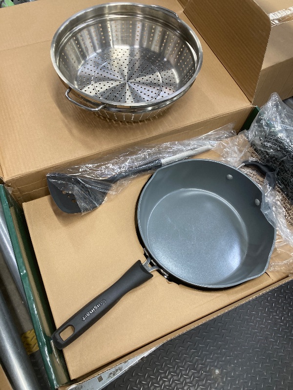View 2 of *Dirty* Cuisinart Preferred Pan 4-Pc Set - Nouveau Navy (4.5 Qt. Multi-Purpose Pan w/Cover, Steamer, Slotted Turner)