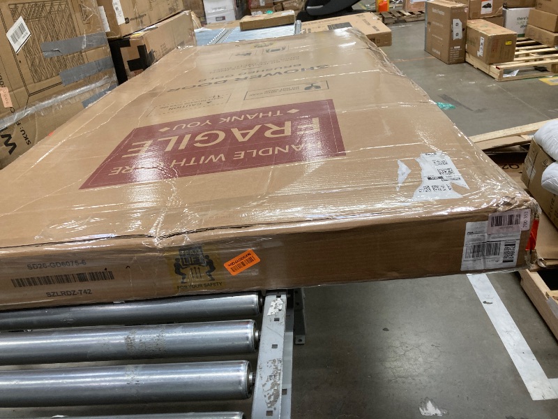 Photo 1 of *HEAVY* Brushed Gold Glass Shower Door, 60" x 75" 