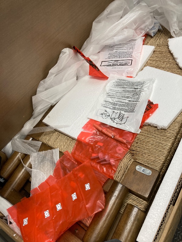 Photo 1 of *Pieces chipped/cracked* Nathan James Beacon Boho Accent Cabinet with Doors, Free Standing Kitchen Cabinet Storage with Adjustable Interior Shelf and Seagrass Accent, Dark Brown