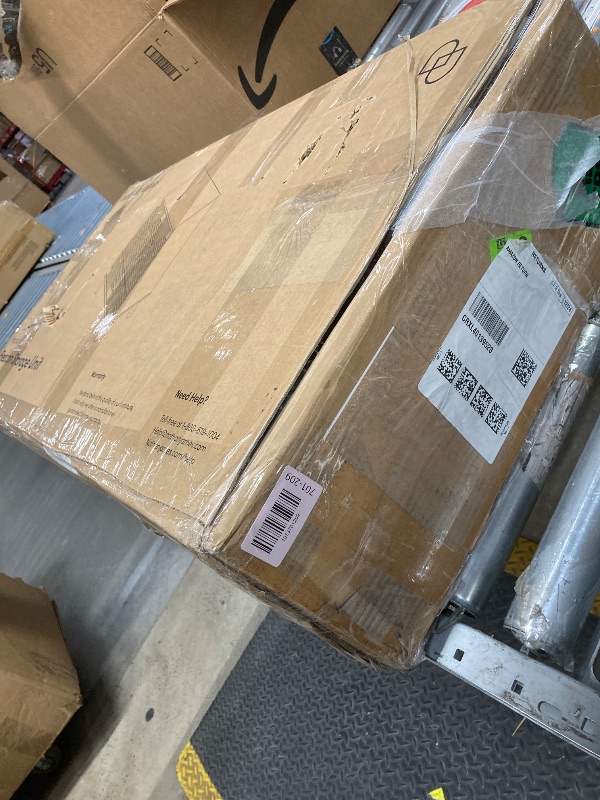 Photo 1 of *Pieces chipped/cracked* Nathan James Beacon Boho Accent Cabinet with Doors, Free Standing Kitchen Cabinet Storage with Adjustable Interior Shelf and Seagrass Accent, Dark Brown