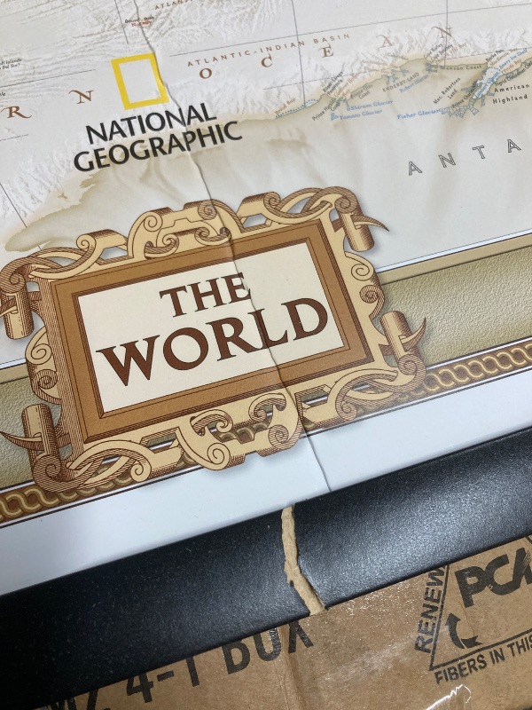 Photo 1 of *Image bent/Frame Broken* *Can be fixed* National Geographic World Map