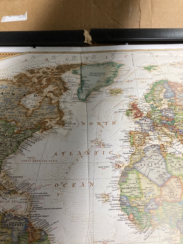 Photo 1 of *Image bent/Frame Broken* *Can be fixed* National Geographic World Map