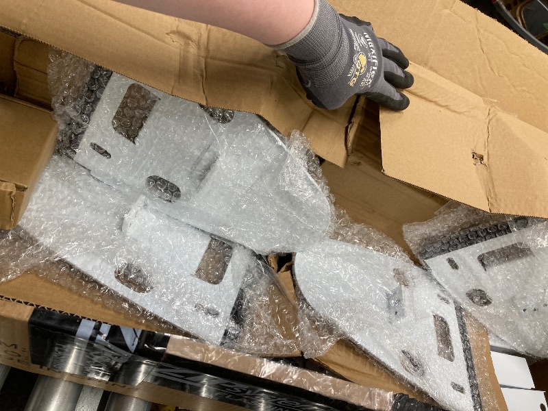 Photo 1 of *HEAVY* AA-Racks Model RX27 Fullsize Steel Three-Bar Van Ladder Roof Racks with Middle Adjustable Bar and Cargo Roller - White