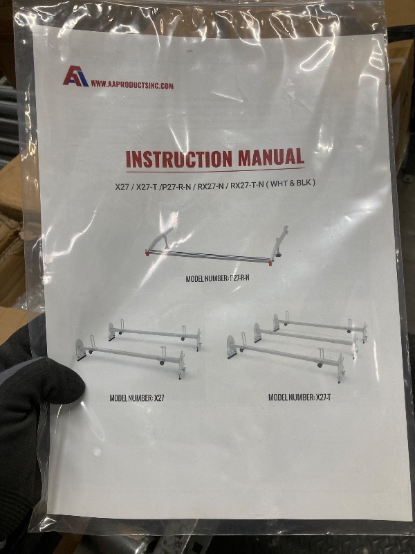 Photo 1 of *HEAVY* AA-Racks Model RX27 Fullsize Steel Three-Bar Van Ladder Roof Racks with Middle Adjustable Bar and Cargo Roller - White