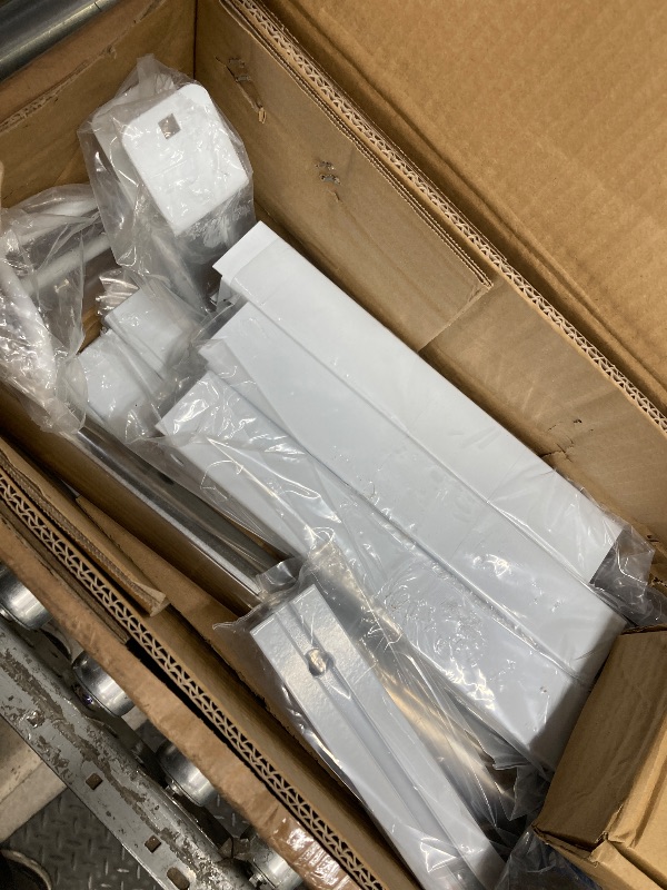 Photo 1 of *HEAVY* AA-Racks Model RX27 Fullsize Steel Three-Bar Van Ladder Roof Racks with Middle Adjustable Bar and Cargo Roller - White