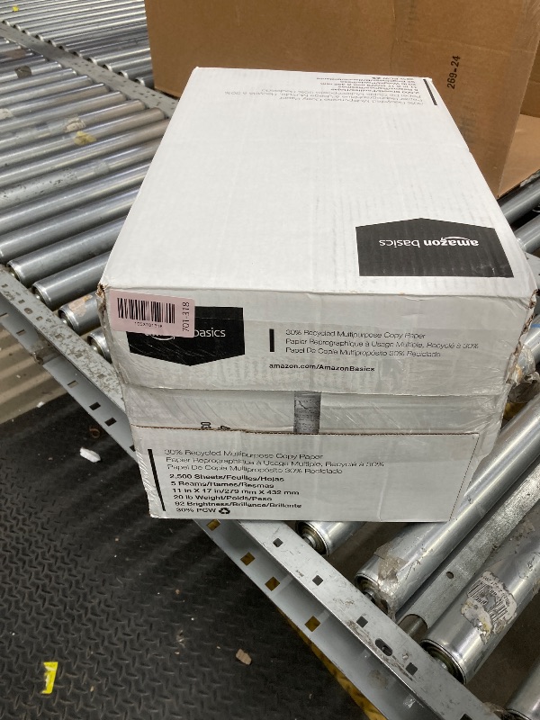Photo 1 of *HEAVY* Amazon Basics 30% Recycled Multipurpose Copy Printer Paper, 11 x 17 Inches, 20 lb, 5 Ream, (2,500 Sheets), 92 Bright, White