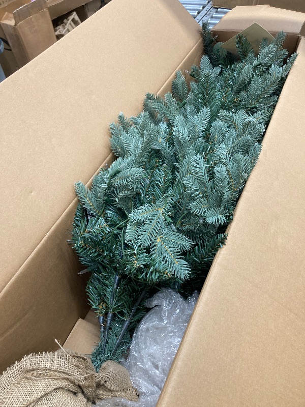 Photo 1 of *Lights untested* National Tree Company 4 ft Pre-Lit Everyday Collection Mini Artificial Christmas Tree, 150 Clear Lights, 643 Tips, Burlap Base, Green