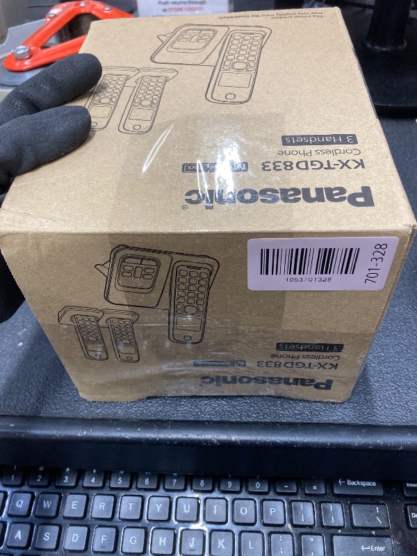 Photo 1 of *Small scratches on phones* Panasonic Cordless Phone with Answering Machine, Advanced Call Block, Bilingual Caller ID and High-Contrast Display, Expandable System with 3 Handset Cordless Telephones - KX-TGD833M (Metallic Black)
