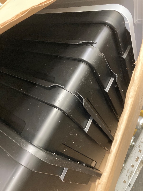 Photo 1 of *Broken pieces* IRIS USA File Box, Plastic File Organizer with Lids for Letter/Legal File, Portable Document Box For Moving, Storage Bin with Durable and Secure Lid, Stackable Nestable BPA-Free, Black 35 Qt. 4 Pack