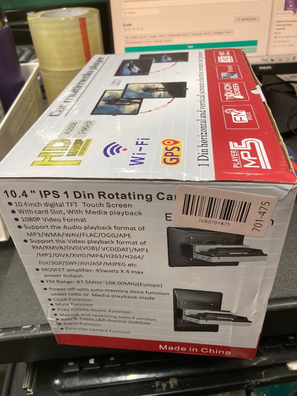 Photo 1 of [2G+64G] Android 13 Rotatable Single Din Vertical Car Stereo 10.4 inch Touch Screen Radio Unit with Wireless Carplay & Android Auto/EQ Audio/Bluetooth 4.2/SWC/GPS Navigation/FM RDS