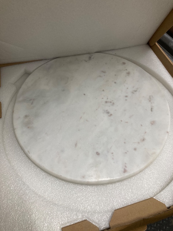 Photo 1 of *Missing spinning piece* Creative Co-Op Marble Lazy Susan, White 