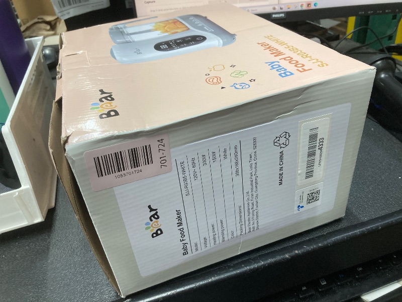 View 3 of *Light scratches on lid* *Fine beyond that* BEAR 2024 Baby Food Maker | One Step Baby Food Processor Steamer Puree Blender | Auto Cooking & Grinding | Baby Food Puree Maker with Self Cleans | Touch Screen Control, White