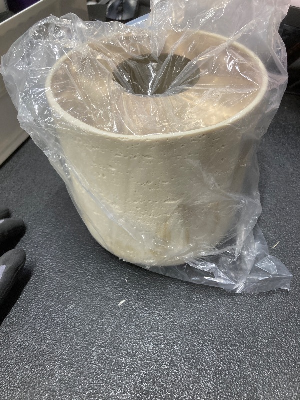 Photo 1 of *Dirty* Natural Travertine Textures Mini Trash Can with Rose Gold Stainless Steel Lid, Mini Countertop Trash Can for Bathroom Kitchen, Desk or Table top Mini Garbage Can, Resin Tiny Waste Basket for Vanity