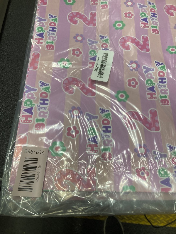 Photo 1 of *2 pack* WRAPAHOLIC 2nd Birthday Wrapping Paper Sheet - 6 Sheets Pink Happy Birthday with Floral Design Folded Flat for Bday, Party, Baby Showers - 19.7 Inch X 27.5 Inch Per Sheet