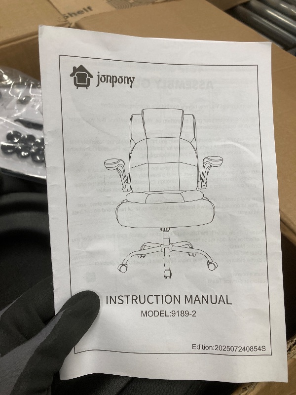 Photo 1 of *May be missing hardware?* JONPONY Big and Tall Office Chair 400LBS Wide Seat Ergonomic Computer Desk Chair High Back Executive Leather Chair Adjustable Task Chair Lumbar Back S