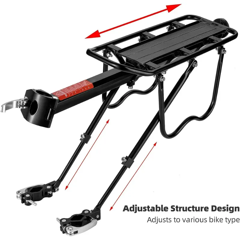 Photo 1 of *Piece broken* Semfri Bike Rack Heavy Weight Almost Universal Adjustable Bike Cargo Rack Cycling Equipment Stand Footstock Bicycle Luggage Carrier Racks with Reflective Logo Bicycle Accessories Black
