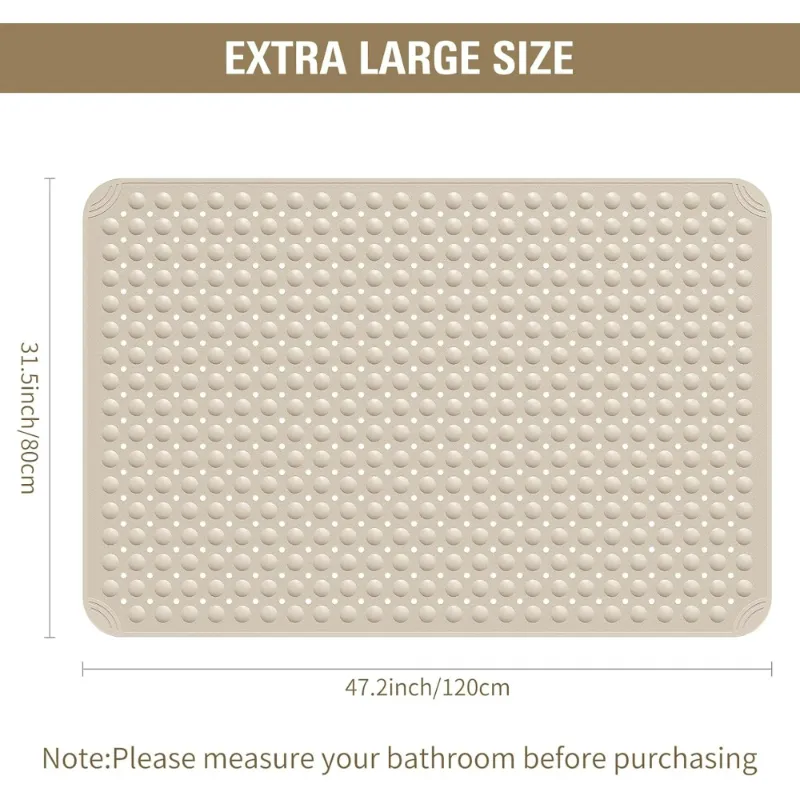 Photo 1 of *Dirty* Yolife Extra Large Shower Mat 47.2"x31.5" - TPE Non-Slip Bath Mat/Suction Cups & Drain Holes, Heavy Duty for Shower Stall, Odor-Free,Beige