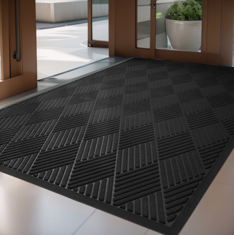 Photo 1 of *FACTORY SEALED* SIXHOME Outdoor Mat Non Slip Doormat 35"x59" Front Door Mat Outside Absorbent Rubber Welcome Mat Low Profile Dirt Trapper Indoor Outdoor Doormat Thicken Crosshatch Entryway Rug Floor Mat Black
