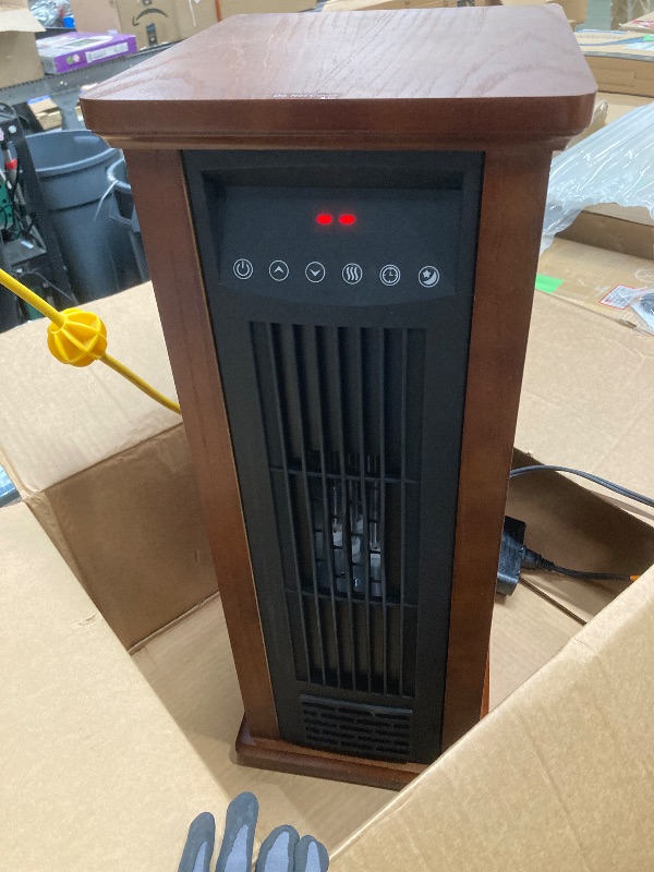 Photo 1 of *Chipped top edges* PRO CHOICE 24" 1500W Infrared Tower Heater with Remote, Portable Space Heater for Home - Wood Grain Chestnut
