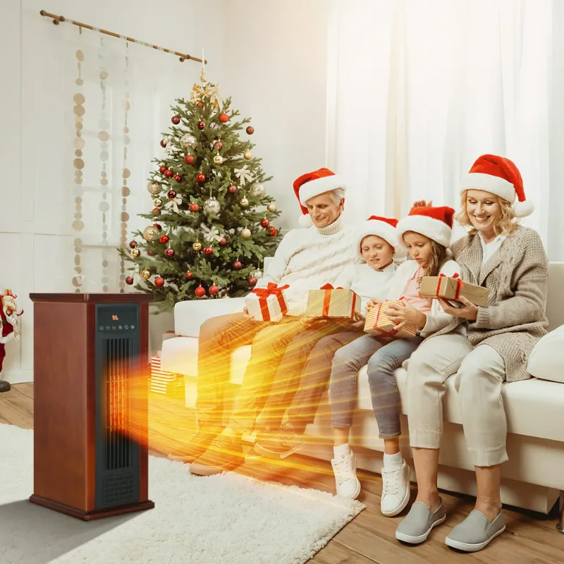 Photo 1 of *Chipped top edges* PRO CHOICE 24" 1500W Infrared Tower Heater with Remote, Portable Space Heater for Home - Wood Grain Chestnut
