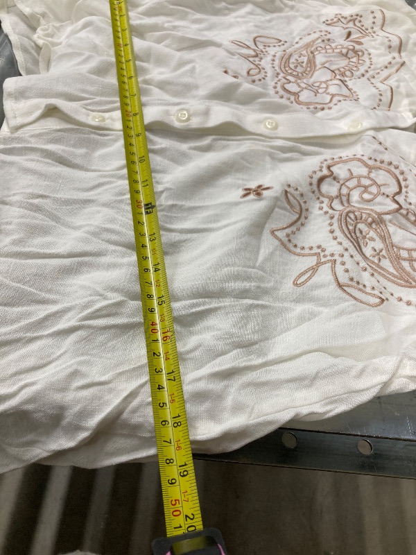 Photo 1 of ***LOOKS VERY SMALL FOR XL***CIDER Button Down Shirts for Women Graphic Collared Long Sleeve Dressy Casual Blouses Tops: White, XL***LOOKS VERY SMALL FOR XL***