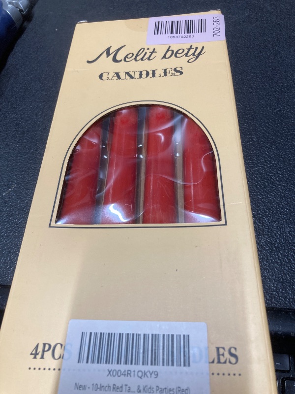 Photo 1 of 10-Inch Red Taper Candles Set of 4 - Hand-Poured Colored Tall Candles, Smokeless & Odorless, Drip-Free, 7-8 Hour Burn Time, Perfect for Dates, Dinners, Christmas, Birthdays & Kids Parties (Red)