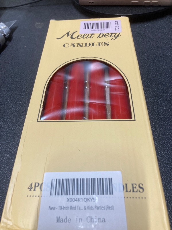 Photo 1 of 10-Inch Red Taper Candles Set of 4 - Hand-Poured Colored Tall Candles, Smokeless & Odorless, Drip-Free, 7-8 Hour Burn Time, Perfect for Dates, Dinners, Christmas, Birthdays & Kids Parties (Red)