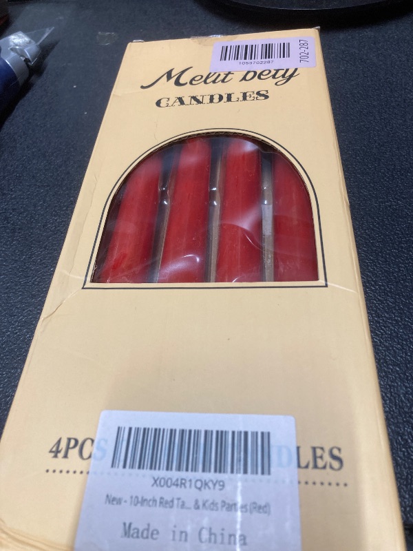 Photo 1 of 10-Inch Red Taper Candles Set of 4 - Hand-Poured Colored Tall Candles, Smokeless & Odorless, Drip-Free, 7-8 Hour Burn Time, Perfect for Dates, Dinners, Christmas, Birthdays & Kids Parties (Red)