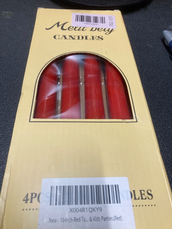 Photo 1 of 10-Inch Red Taper Candles Set of 4 - Hand-Poured Colored Tall Candles, Smokeless & Odorless, Drip-Free, 7-8 Hour Burn Time, Perfect for Dates, Dinners, Christmas, Birthdays & Kids Parties (Red)