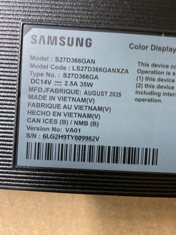 Photo 1 of ***MISSING PARTS-SELLING AS IS ONLY*** Samsung 27" Essential S3 (S36GD) Series FHD 1800R Curved Computer Monitor, 100Hz, Game Mode, Advanced Eye Comfort, HDMI and D-sub Ports, LS27D366GANXZA, 2024