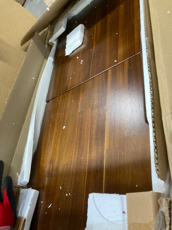 Photo 1 of ***TABLE TOP HAS CRACKS***East West Furniture Xtenczar Extendable Modern Bench in Walnut Finish***TABLE TOP HAS CRACKS***