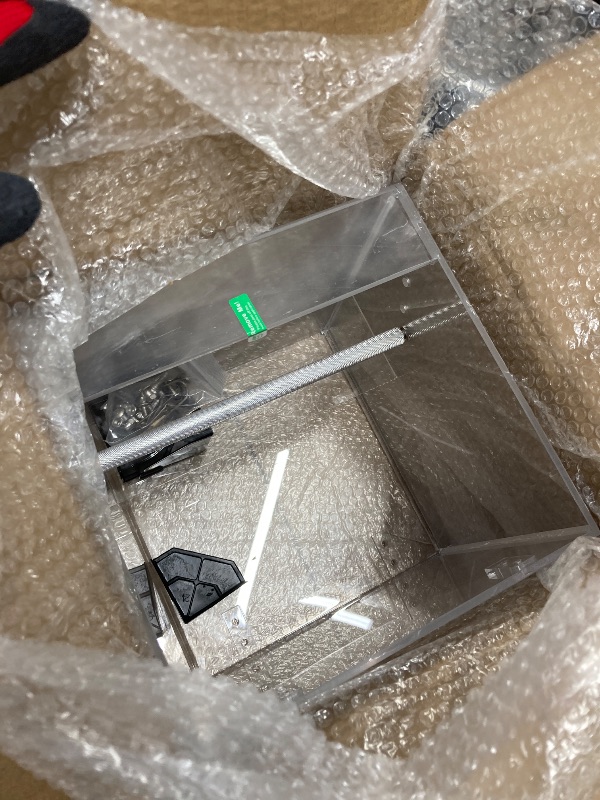 Photo 1 of ***HAS LARGE CRACK ON TOP-SEE PIC**Automatic Bird Feeder No Mess Bird Cage Pet Feeder Seed Food Container for Parakeet Canary Cockatiel Parrot Finch Canary Acrylic (8.3 x 8.3 x 8.3 inch)