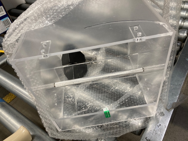 Photo 1 of ***HAS LARGE CRACK ON TOP-SEE PIC**Automatic Bird Feeder No Mess Bird Cage Pet Feeder Seed Food Container for Parakeet Canary Cockatiel Parrot Finch Canary Acrylic (8.3 x 8.3 x 8.3 inch)