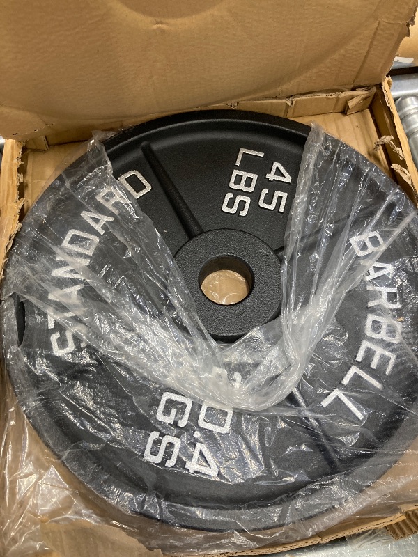 Photo 1 of ?45LB Pair?2" Cast Iron Weight Plates | (2 x 45LB) Black Plates with Silver Numbers | For Standard Barbell Bars & Home Gyms