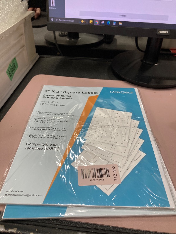 Photo 1 of **pack of 2 **MaxGear 2" x 2" Square Labels, for Inkjet or Laser Printer, Matte White Printable Sticker Labels Sheets, Strong Adhesive, Dries Quickly, Holds Ink Well, 360 Pcs